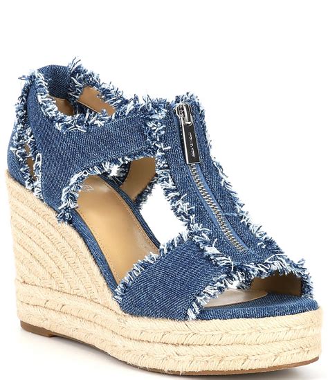 michael kors jocelyn wedge brown|Michael Kors denim sandals.